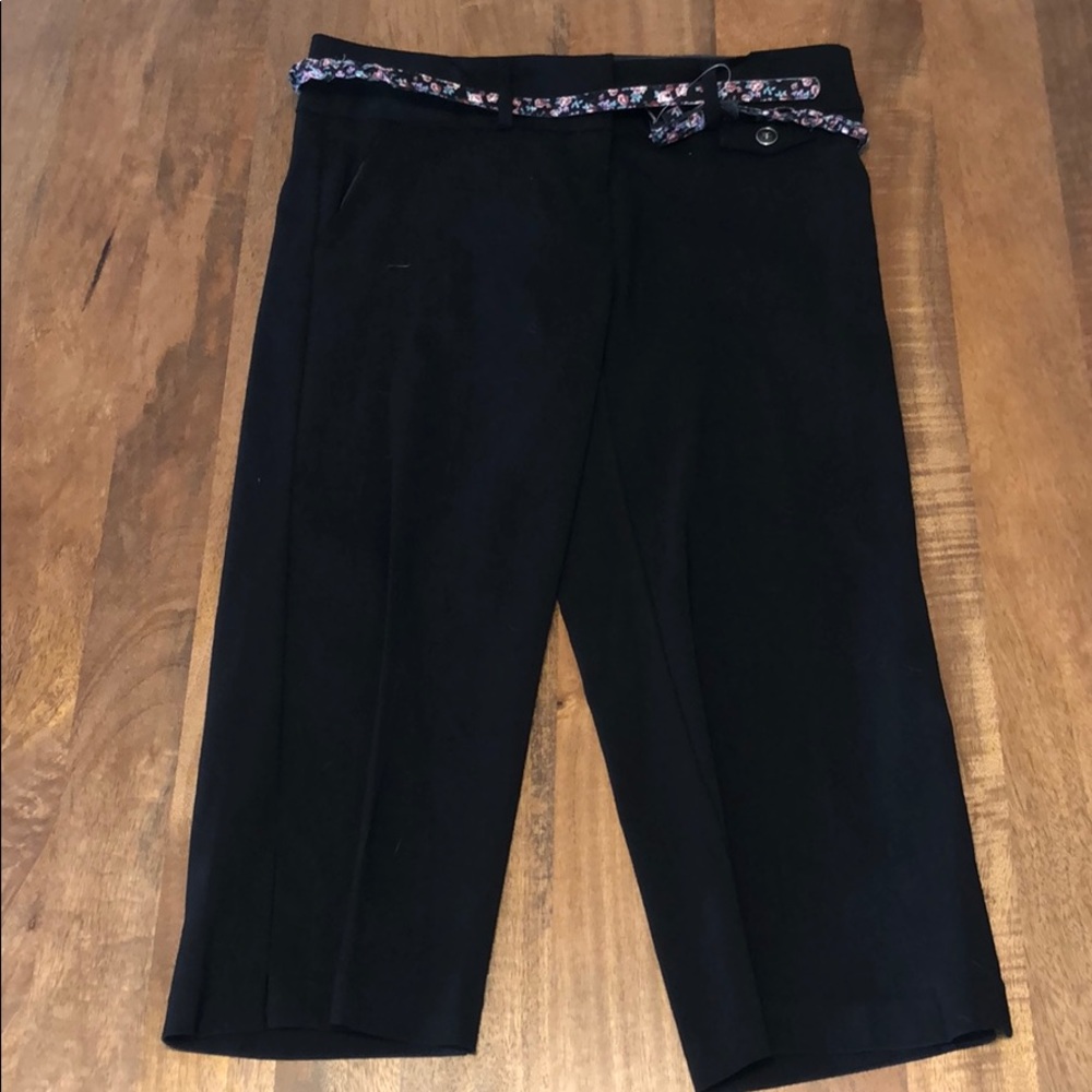 Black dress capris with floral belt